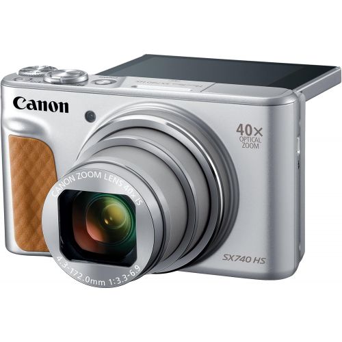 캐논 Canon PowerShot SX740 Digital Camera w/40x Optical Zoom & 3 Inch Tilt LCD - 4K VIdeo, Wi-Fi, NFC, Bluetooth Enabled (Silver)