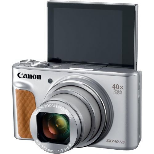 캐논 Canon PowerShot SX740 Digital Camera w/40x Optical Zoom & 3 Inch Tilt LCD - 4K VIdeo, Wi-Fi, NFC, Bluetooth Enabled (Silver)