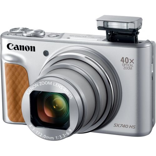 캐논 Canon PowerShot SX740 Digital Camera w/40x Optical Zoom & 3 Inch Tilt LCD - 4K VIdeo, Wi-Fi, NFC, Bluetooth Enabled (Silver)