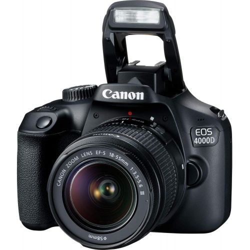 캐논 Canon EOS 4000D DSLR Camera and EF-S 18-55 mm f/3.5-5.6 is III Lens (International Version) (No Warranty) + 32GB Memory Card + Camera Bag + MiniTripod
