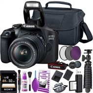 Canon Rebel T7 DSLR Camera (2000D) with EF-S 18-55 mm f/3.5-5.6 Lens + 32GB Memory Card + Camera Bag + Cleaning Kit + Table Tripod + Filters