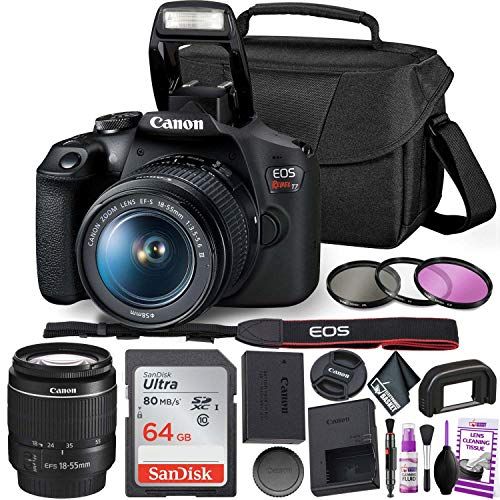 캐논 Canon Rebel T7 DSLR Camera with 18-55mm Lens Kit and Sandisk 64GB Ultra Speed Memory Card, Creative Lens Filters, Carrying Case | Limited Edition Bundle