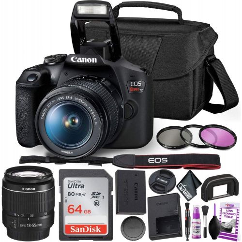 캐논 Canon Rebel T7 DSLR Camera with 18-55mm Lens Kit and Sandisk 64GB Ultra Speed Memory Card, Creative Lens Filters, Carrying Case | Limited Edition Bundle