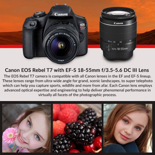 캐논 Canon Rebel T7 DSLR Camera with 18-55mm Lens Kit and Sandisk 64GB Ultra Speed Memory Card, Creative Lens Filters, Carrying Case | Limited Edition Bundle