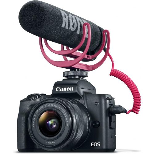 캐논 Canon EOS M50 Mirrorless Video Creator Kit with EF-M 15-45mm lens, Rode VIDEOMIC GO microphone, and memory card, black