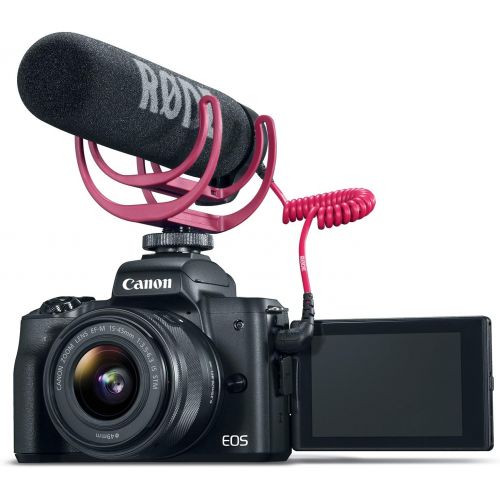 캐논 Canon EOS M50 Mirrorless Video Creator Kit with EF-M 15-45mm lens, Rode VIDEOMIC GO microphone, and memory card, black