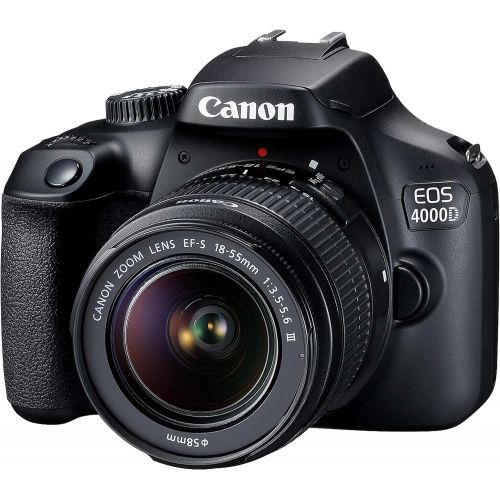 캐논 Canon EOS 4000D DSLR Camera w/Canon EF-S 18-55mm F/3.5-5.6 III Zoom Lens + Case + 32GB SD Card (15pc Bundle)
