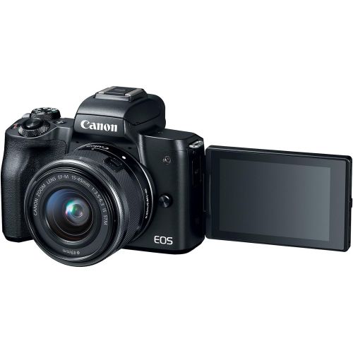 캐논 Canon EOS M50 Mirrorless Vlogging Camera Kit with EF-M 15-45mm lens, Black