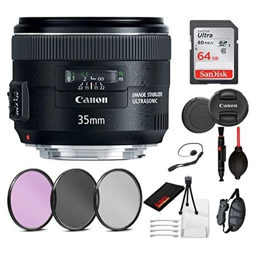 캐논 Canon EF 35mm f/2 is USM Lens (5178B002) Essential Bundle Kit for Canon EOS - International Model No Warranty