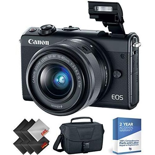 캐논 Canon EOS M100 Mirrorless Digital Camera with 15-45mm Lens (Black) + Deluxe Accessories Bundle