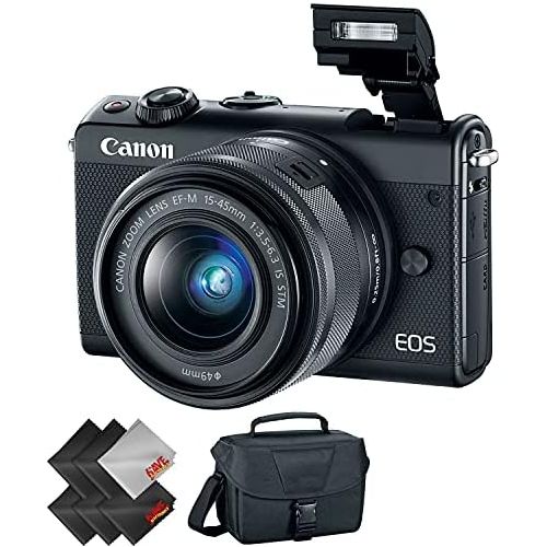 캐논 Canon EOS M100 Mirrorless Digital Camera with 15-45mm Lens (Black) + Deluxe Accessories Bundle