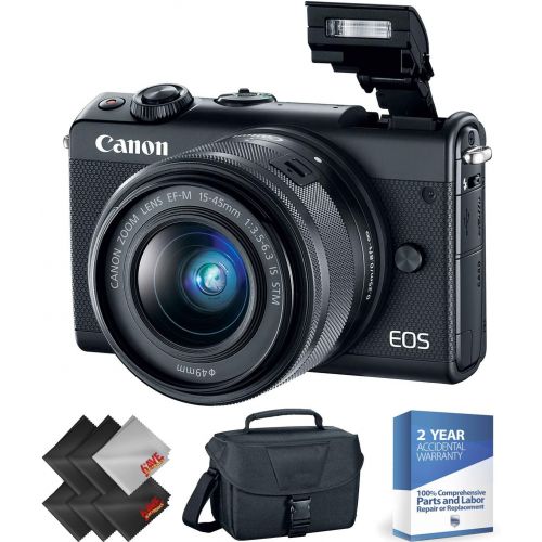 캐논 Canon EOS M100 Mirrorless Digital Camera with 15-45mm Lens (Black) + Deluxe Accessories Bundle