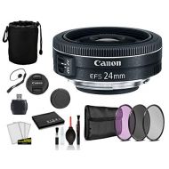 Canon EF-S 24mm f/2.8 STM Lens (9522B002) Lens with Bundle Package Kit Includes 3pc Filter Kit (UV, CPL, FLD) + Lens Pouch + More