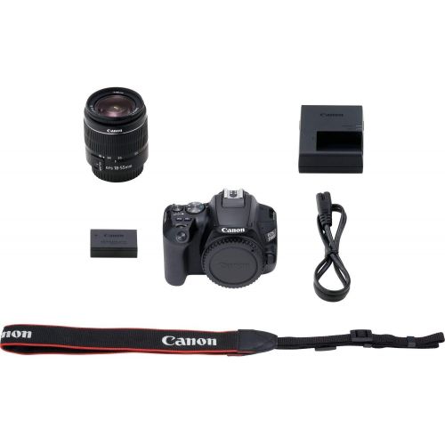 캐논 Canon EOS 250D DSLR Camera with 18-55mm Lens (Black) (3453C002) + Canon EOS Bag + Sandisk Ultra 64GB Card + Cleaning Set and More (International Model)