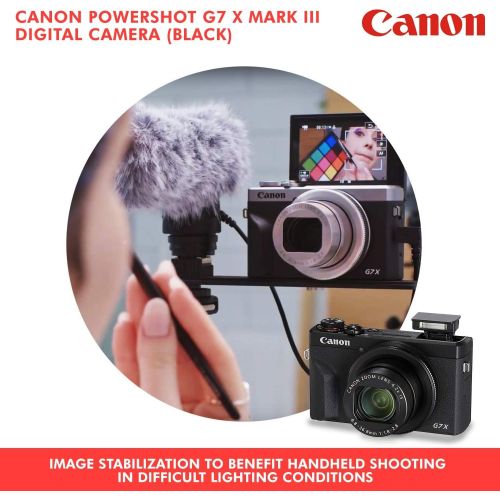 캐논 Canon PowerShot G7 X Mark III Digital Camera (Black) + 64GB Memory Card