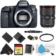 Canon EOS 6D Mark II DSLR Camera (Body Only) Basic Filter w/Memory Bundle + Bonus Canon EF 24-70mm f/2.8L II USM Lens - International Model