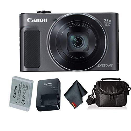 캐논 Canon PowerShot SX620 HS Digital Camera (Black) Bundle with Carrying Case and More -International Version