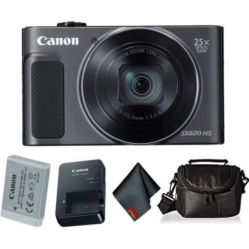 캐논 Canon PowerShot SX620 HS Digital Camera (Black) Bundle with Carrying Case and More -International Version