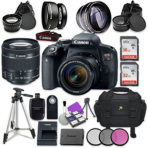 캐논 Canon EOS Rebel T7i Digital SLR Camera with Canon EF-S 18-55mm is STM Lens + Accessory Bundle