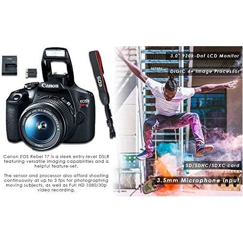 캐논 Canon EOS Rebel T7 DSLR Camera with 18-55mm Lens, Camera Bag and 32GB Memory Card Kit