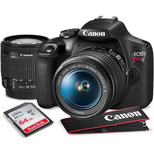 캐논 Canon T7 EOS Rebel DSLR Camera with EF-S 18-55mm f/3.5-5.6 is II Lens and Wide-Angle Lens Attachment + Battery Power Kit + 64GB SD Card Platinum Accessory Bundle