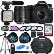 Canon EOS 80D Digital SLR Camera with Canon EF-S 18-135mm f/3.5-5.6 is USM Lens + Video LED Light + Shotgun Microphone + Sandisk 32GB SDHC Memory Card, Camera Bag (Complete Video B