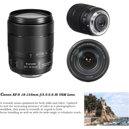 캐논 Canon EOS 80D Digital SLR Camera with Canon EF-S 18-135mm f/3.5-5.6 is USM Lens + Video LED Light + Shotgun Microphone + Sandisk 32GB SDHC Memory Card, Camera Bag (Complete Video B