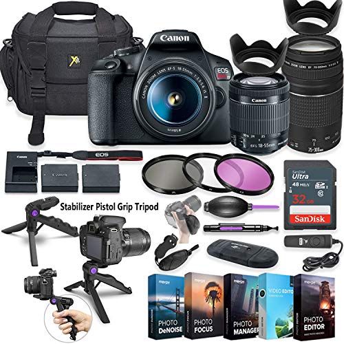 캐논 Canon EOS Rebel T7 DSLR Camera with 18-55mm & 75-300mm Lens + 5 Photo/Video Editing Software Package & Accessory Kit