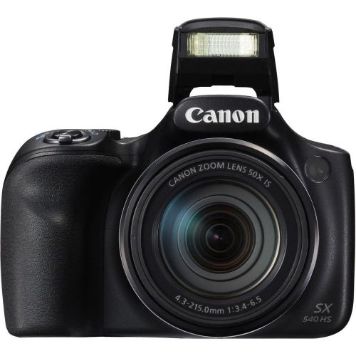 캐논 Canon PowerShot SX540 Digital Camera (Black) - USB Card Reader & Wallet - Strap (SLR/Video) - Case - 64GB - 72 Tripod - Lens Cap Keeper