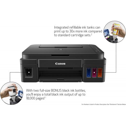 캐논 Canon G3200 All-In-One Wireless Supertank (MegaTank) Printer| Copier| Scanner| and Mobile Printing, Black, 6.5 x 17.6 x 13 (0630C002)