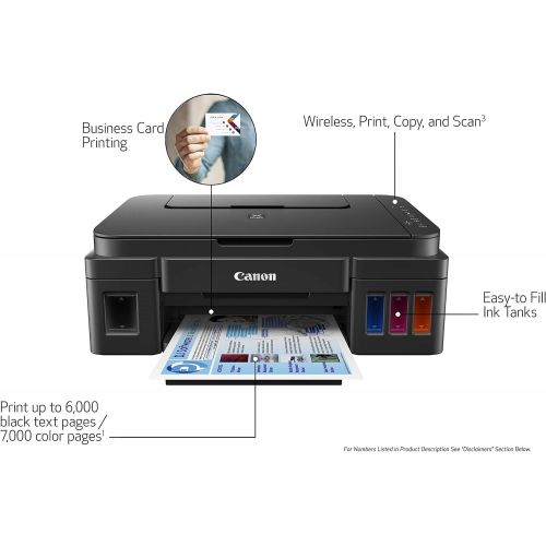 캐논 Canon G3200 All-In-One Wireless Supertank (MegaTank) Printer| Copier| Scanner| and Mobile Printing, Black, 6.5 x 17.6 x 13 (0630C002)