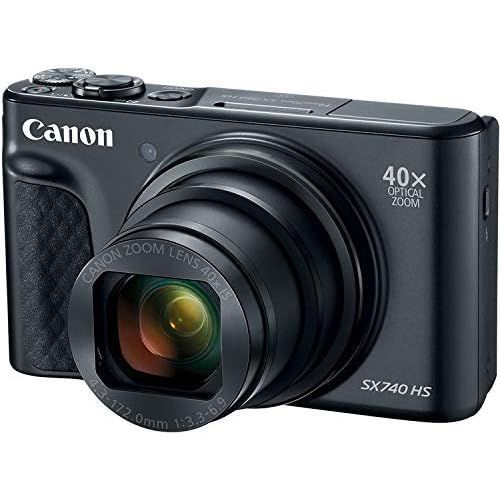 캐논 Canon PowerShot SX740 HS Digital Camera (Black) Basic Bundle w/Carrying Case - International Model