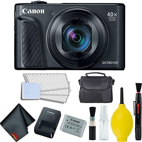 캐논 Canon PowerShot SX740 HS Digital Camera (Black) Basic Bundle w/Carrying Case - International Model