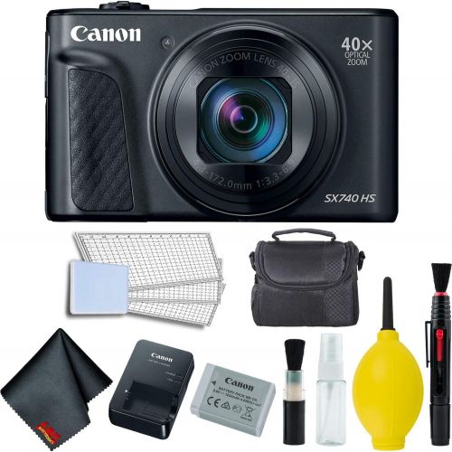 캐논 Canon PowerShot SX740 HS Digital Camera (Black) Basic Bundle w/Carrying Case - International Model