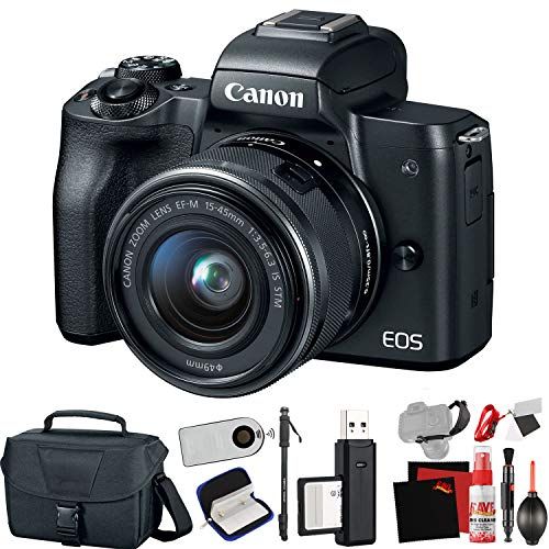 캐논 Canon EOS M50 Mirrorless Digital Camera with 15-45mm Lens (Black) (International Model) with Extra Accessory Bundle