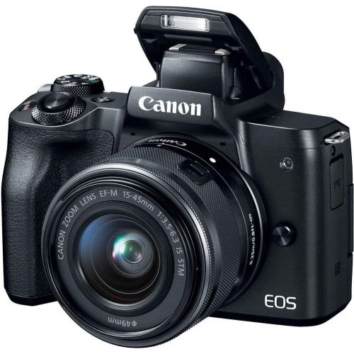 캐논 Canon EOS M50 Mirrorless Digital Camera with 15-45mm Lens (Black) (International Model) with Extra Accessory Bundle