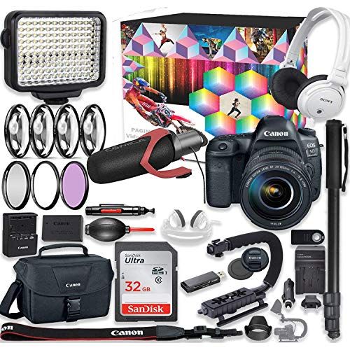 캐논 Canon EOS 5d Mark IV DSLR Camera Premium Video Creator Kit w/Canon 24-105mm f/4L is II USM Lens + Sony Monitor Series Headphones + Video LED Light + 32gb Memory + Monopod + High En