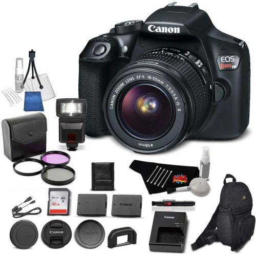 캐논 Canon EOS Rebel T6 Digital SLR Camera Bundle with EF-S 18-55mm f/3.5-5.6 is II Lens with 32GB Memory Card + Filter Kit + More