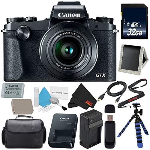 캐논 Canon PowerShot G1 X Mark III Digital Camera #2208C001 International Version (No Warranty) + Replacement Lithium Ion Battery + External Rapid Charger + 32GB SDHC Memory Card + Carr