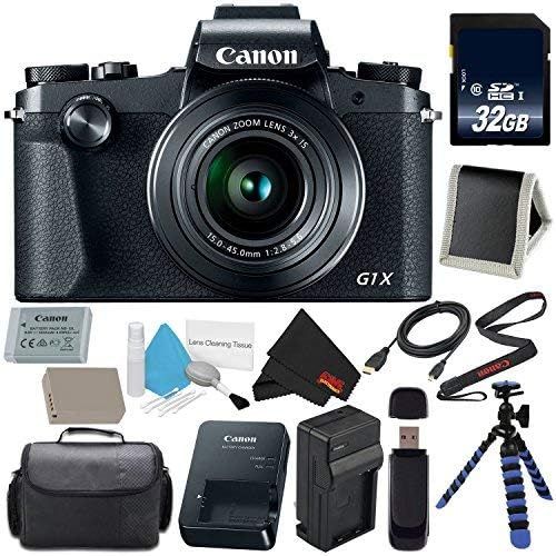 캐논 Canon PowerShot G1 X Mark III Digital Camera #2208C001 International Version (No Warranty) + Replacement Lithium Ion Battery + External Rapid Charger + 32GB SDHC Memory Card + Carr