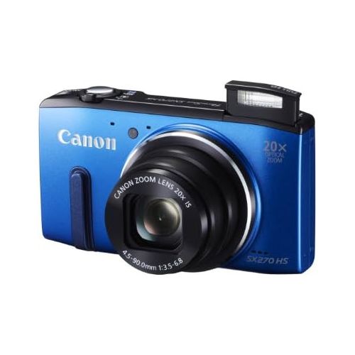 캐논 Canon Powershot SX270 HS 12 MP Digital Camera with 20x Optical Zoom and 3-Inch LCD Display, Blue (8229B012) - International Version (No Warranty)