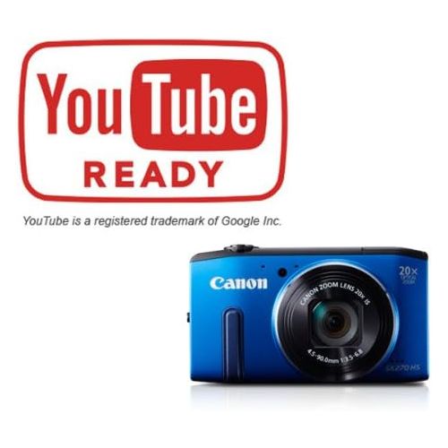 캐논 Canon Powershot SX270 HS 12 MP Digital Camera with 20x Optical Zoom and 3-Inch LCD Display, Blue (8229B012) - International Version (No Warranty)