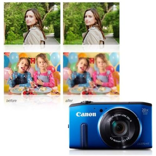 캐논 Canon Powershot SX270 HS 12 MP Digital Camera with 20x Optical Zoom and 3-Inch LCD Display, Blue (8229B012) - International Version (No Warranty)