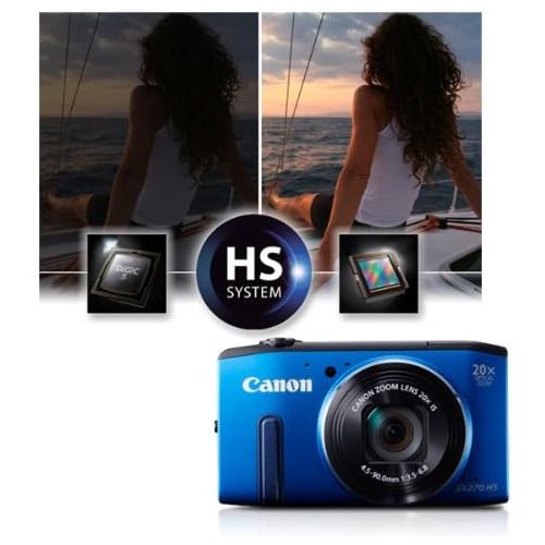 캐논 Canon Powershot SX270 HS 12 MP Digital Camera with 20x Optical Zoom and 3-Inch LCD Display, Blue (8229B012) - International Version (No Warranty)