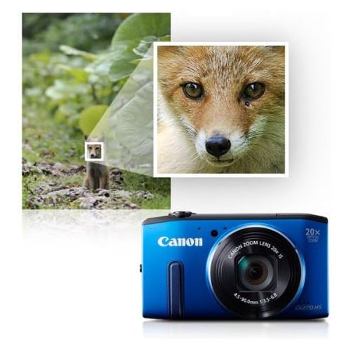 캐논 Canon Powershot SX270 HS 12 MP Digital Camera with 20x Optical Zoom and 3-Inch LCD Display, Blue (8229B012) - International Version (No Warranty)