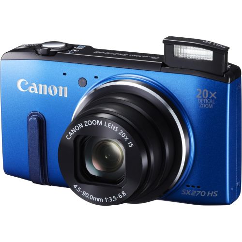 캐논 Canon Powershot SX270 HS 12 MP Digital Camera with 20x Optical Zoom and 3-Inch LCD Display, Blue (8229B012) - International Version (No Warranty)