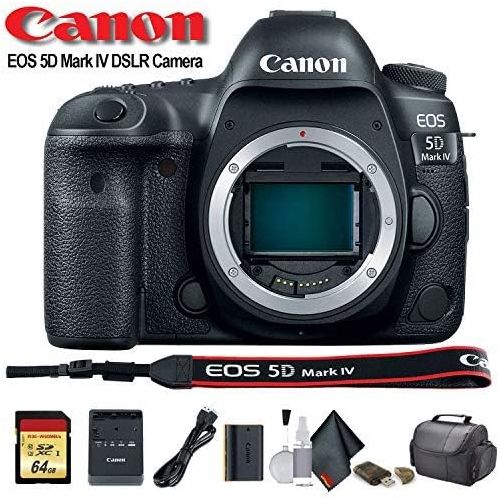 캐논 Canon EOS 5D Mark IV DSLR Camera (1483C002) with 64GB Memory Card, Case, Cleaning Set and More - International Model - Starter Bundle