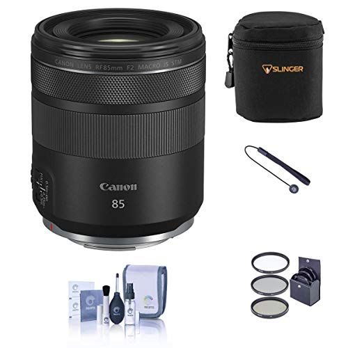 캐논 Canon RF 85mm f/2 Macro is STM Lens Bundle with Filter Pack, Case, Cleaning Kit, Lens Cap Tether