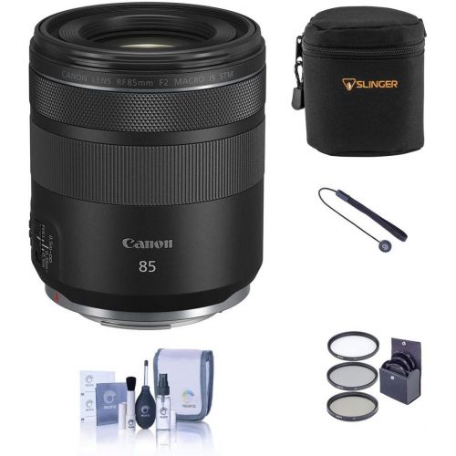 캐논 Canon RF 85mm f/2 Macro is STM Lens Bundle with Filter Pack, Case, Cleaning Kit, Lens Cap Tether