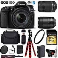 Canon EOS 80D DSLR Camera with 18-135mm is STM Lens & 55-250mm is II Lens + Flexible Tripod + UV Protection Filter + Professional Case + Card Reader - International Version
